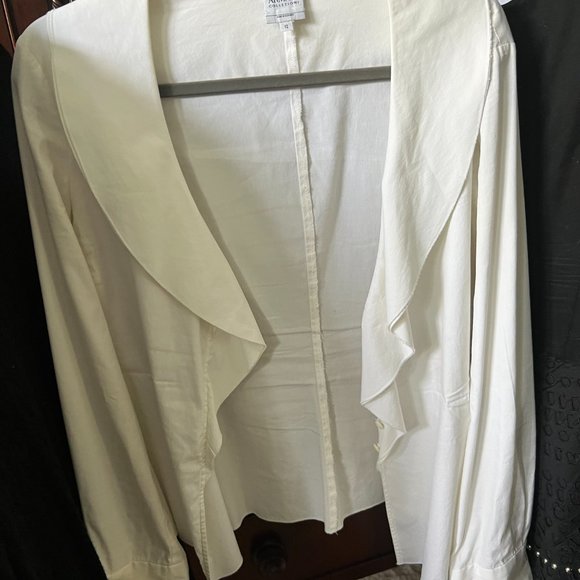 GUC Armani Collection Plunge Neck Button-Up Blouse - Picture 3 of 6